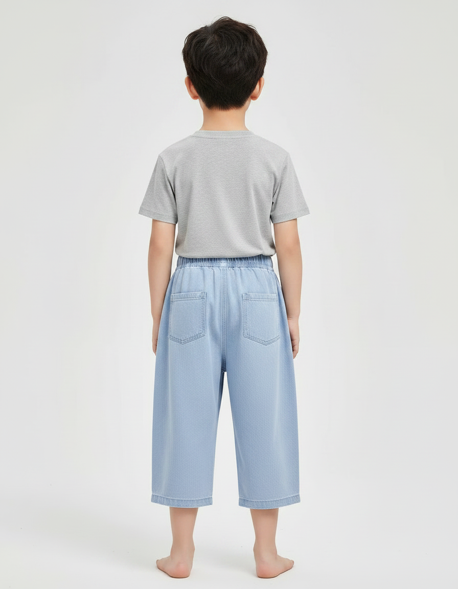 Pantalon Fluide Denim Bleu Ample Élastique Décontracté Garçon - Jean - vue 2