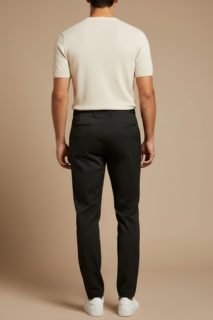 Pantalon Fluide Noir Homme Slim Élégant Décontracté - Polyester - vue 2