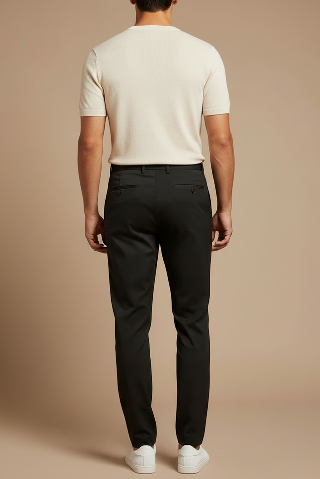 Pantalon Fluide Noir Homme Slim Élégant Décontracté - Polyester - vue 2