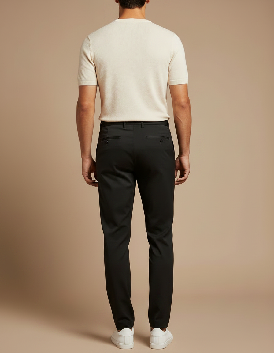 Pantalon Fluide Noir Homme Slim Élégant Décontracté - Polyester - vue 2