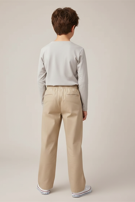 Pantalon Fluide Beige Coton Décontracté Enfant - vue 2