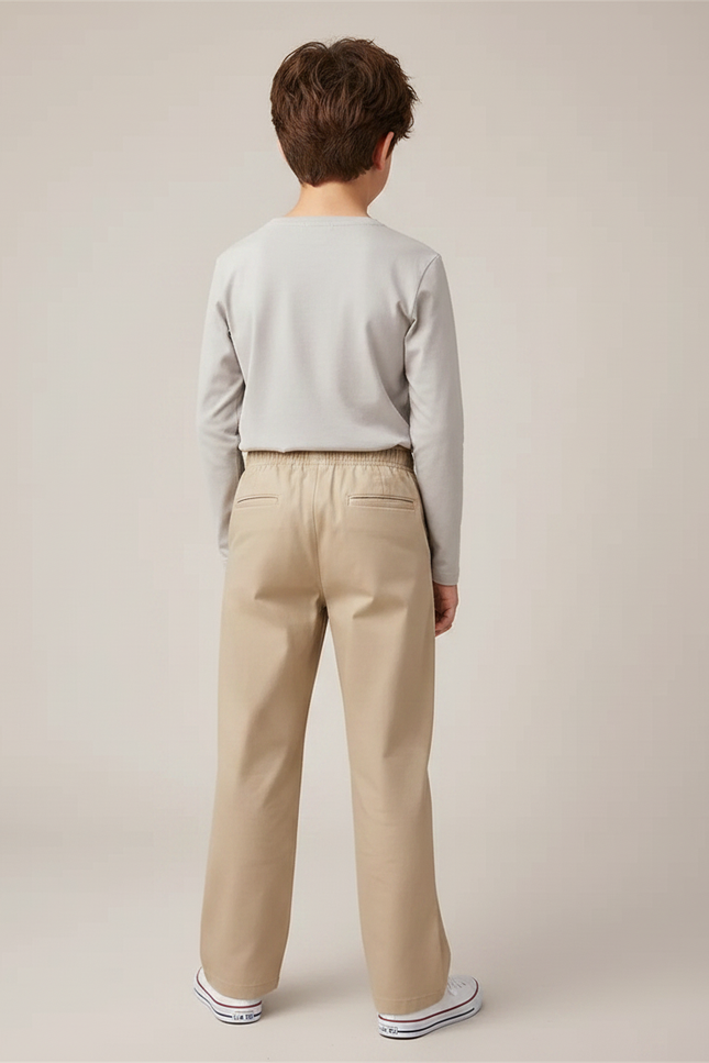 Pantalon Fluide Beige Coton Décontracté Enfant - vue 2