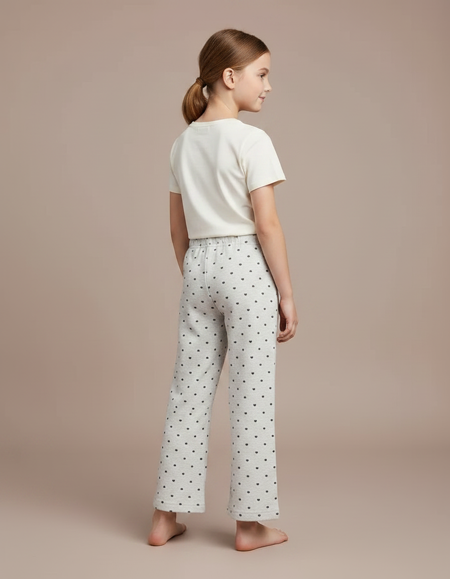 Pantalon Fluide Gris Ample Cœurs Confortable Fille - Molleton - vue 2
