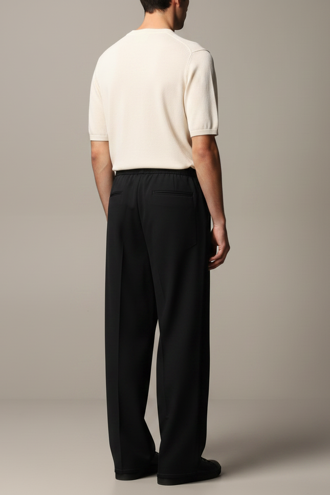 Pantalon Fluide Homme Noir Coupe Ample Viscose Chic Mi-saison 2 - vue 2