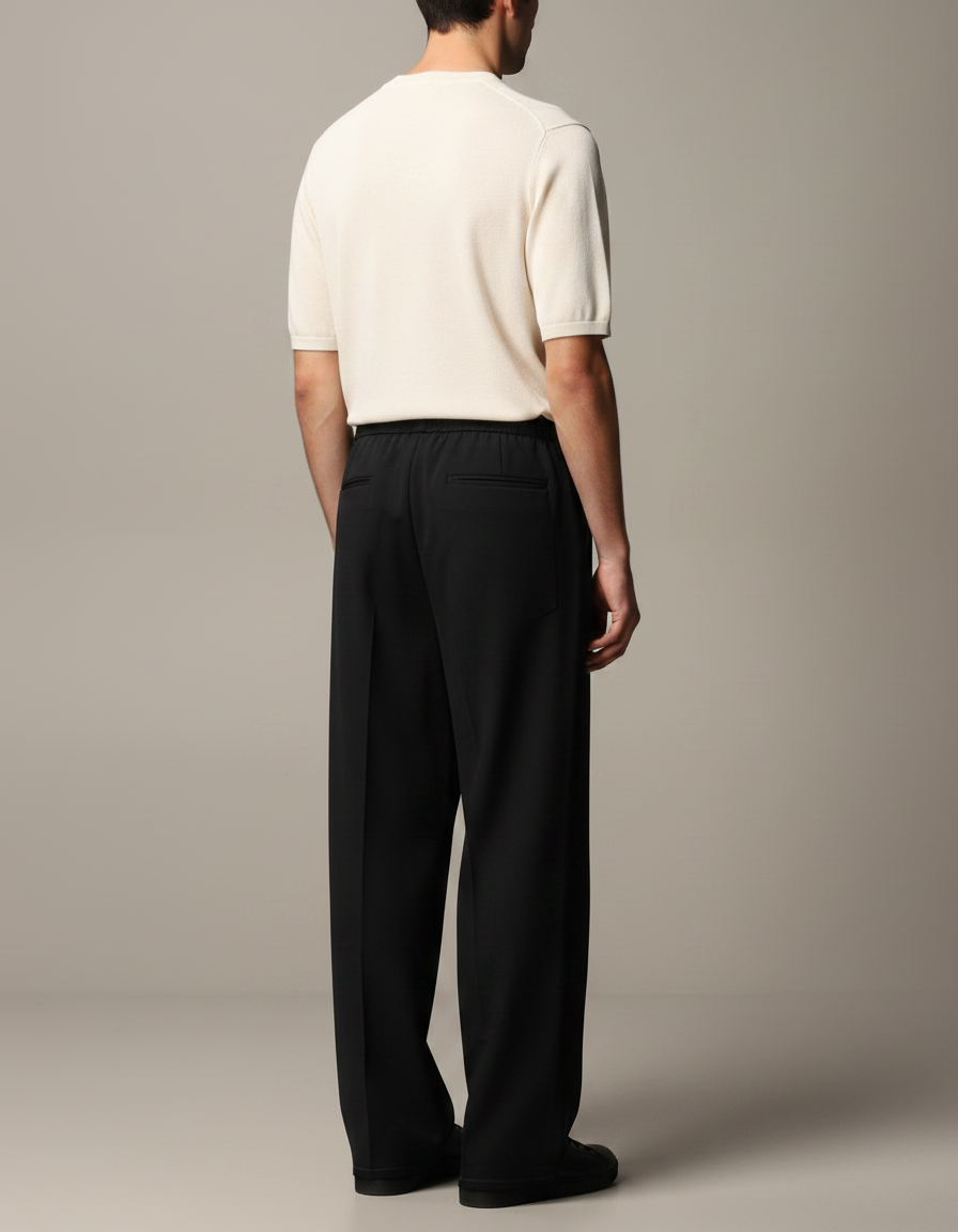 Pantalon Fluide Homme Noir Coupe Ample Viscose Chic Mi-saison 2 - vue 2