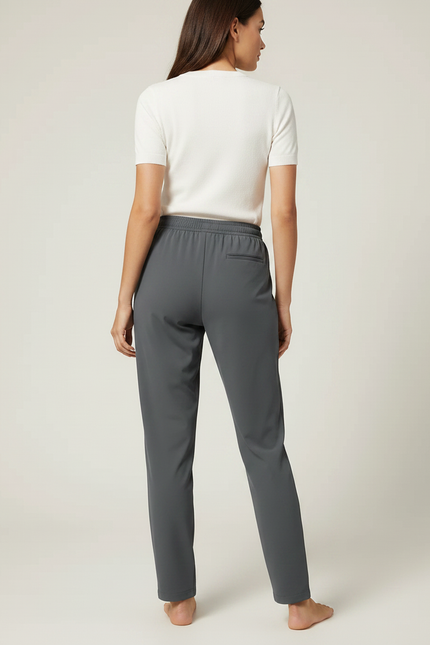 Pantalon Fluide Gris Ample Confortable Cordon Femme - Polyester - vue 2