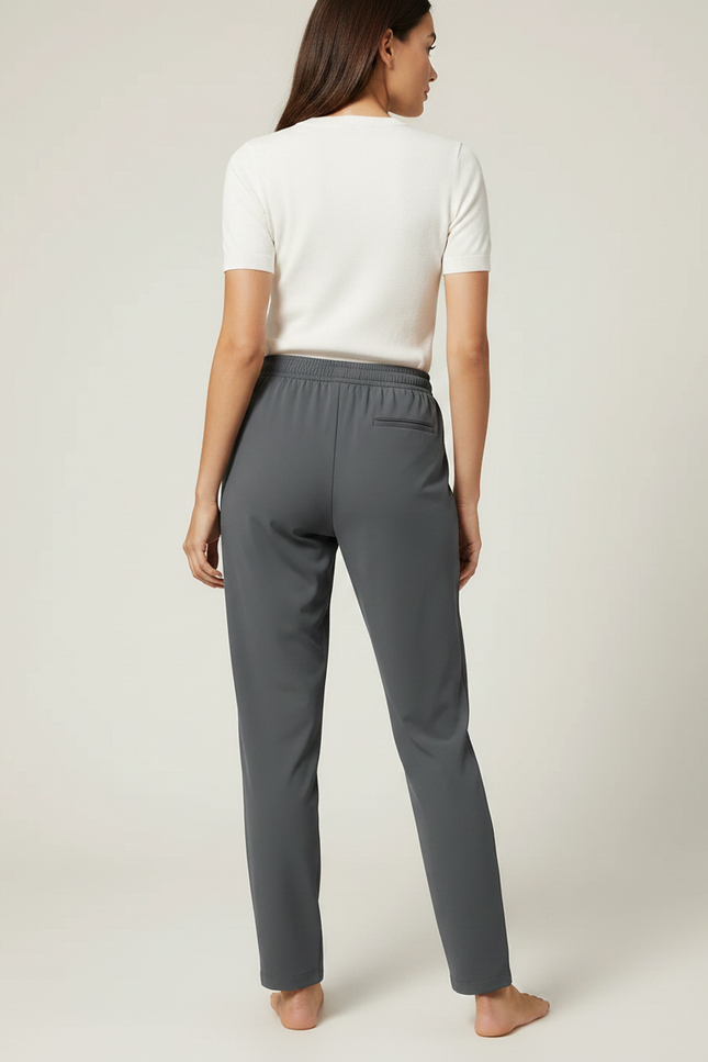 Pantalon Fluide Gris Ample Confortable Cordon Femme - Polyester - vue 2