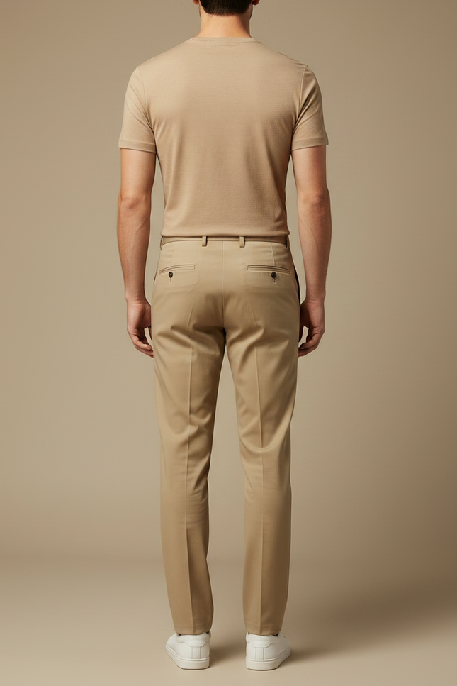 Pantalon Fluide Beige Droit Extensible Élégant Homme - Gabardine - vue 2