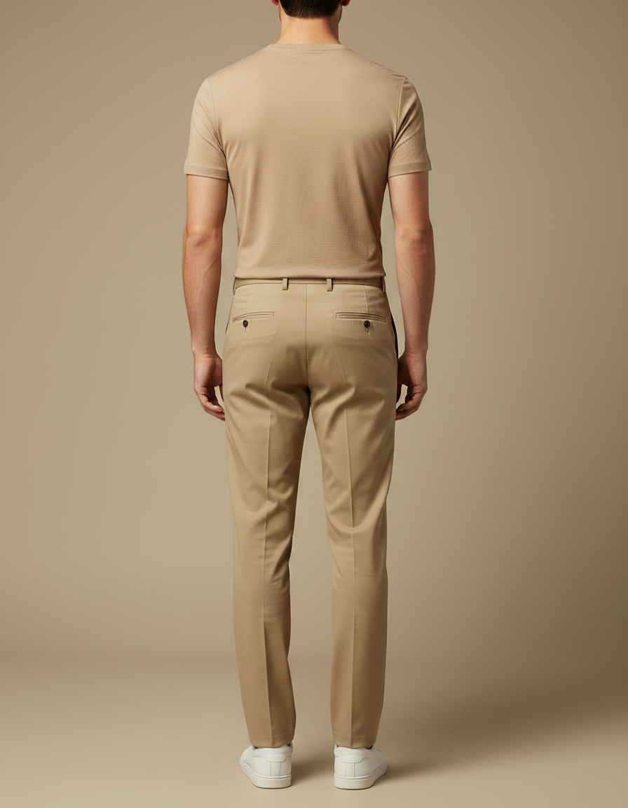 Pantalon Fluide Beige Droit Extensible Élégant Homme - Gabardine - vue 2