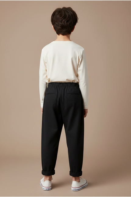 Pantalon Fluide Noir Ample Coton Enfant Simple - vue 2