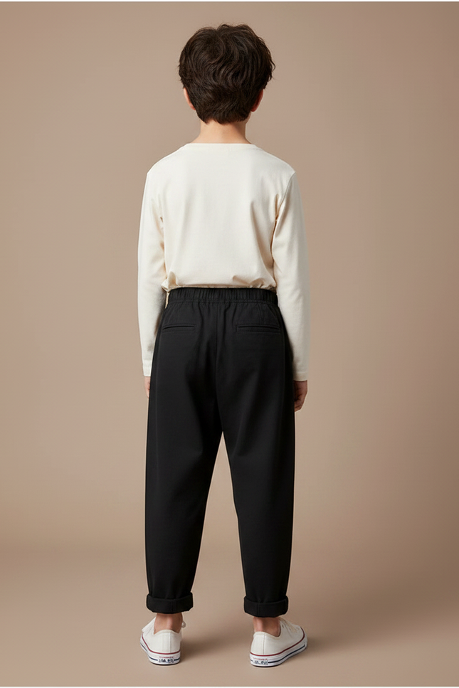 Pantalon Fluide Noir Ample Coton Enfant Simple - vue 2