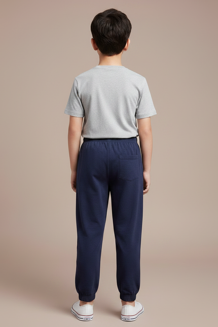 Pantalon Fluide Bleu Marine Coton Ample Garçon - Molleton - vue 2
