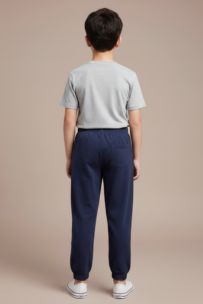Pantalon Fluide Bleu Marine Coton Ample Garçon - Molleton - vue 2