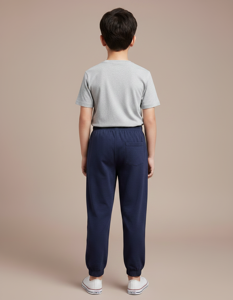 Pantalon Fluide Bleu Marine Coton Ample Garçon - Molleton - vue 2
