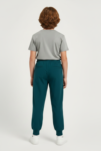Pantalon Fluide Vert Canard Ample Cordon Jogger Enfant - Polyester - vue 2