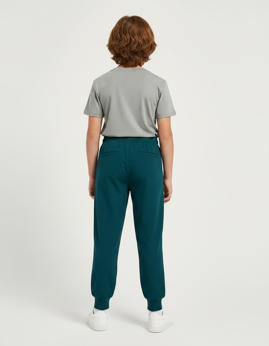 Pantalon Fluide Vert Canard Ample Cordon Jogger Enfant - Polyester - vue 2