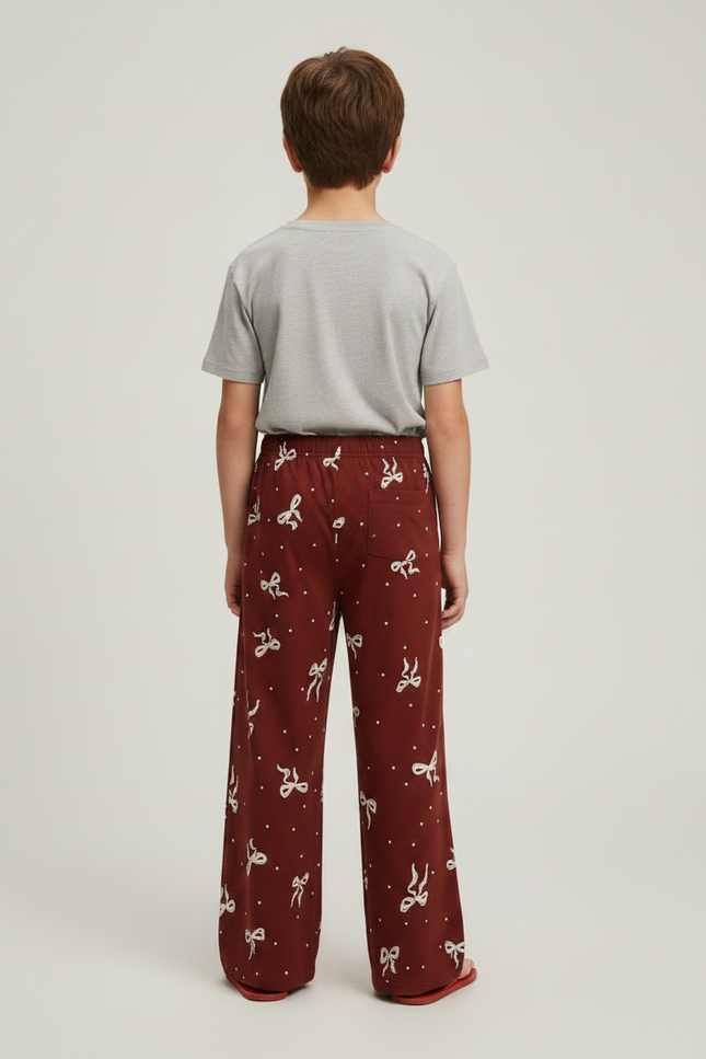 Pantalon Fluide Marron Nœuds Ample Confortable Garçon - Viscose - vue 2