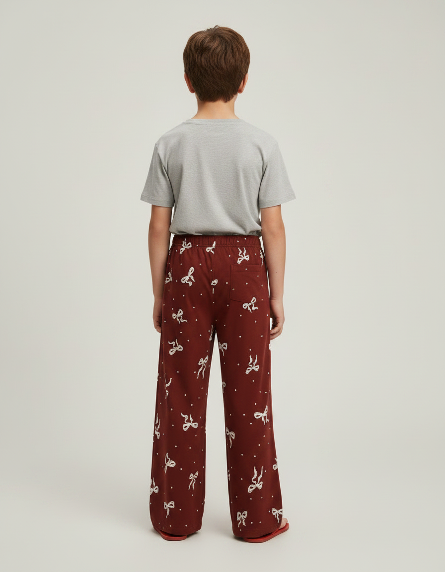 Pantalon Fluide Marron Nœuds Ample Confortable Garçon - Viscose - vue 2