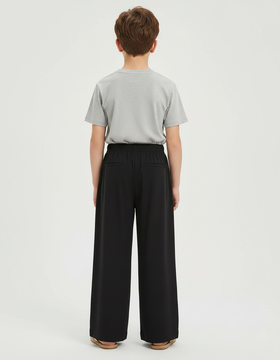 Pantalon Fluide Garçon Noir Palazzo - Polyester - vue 2
