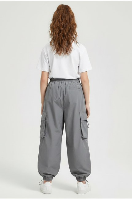Pantalon Fluide Cargo Gris Ample Décontracté Enfants - Polyester - vue 2