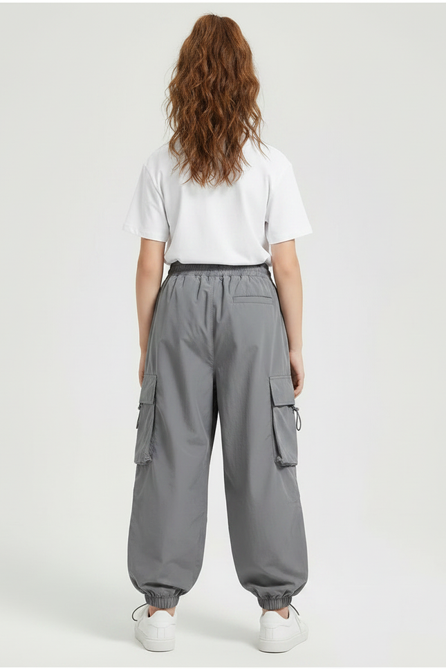 Pantalon Fluide Cargo Gris Ample Décontracté Enfants - Polyester - vue 2