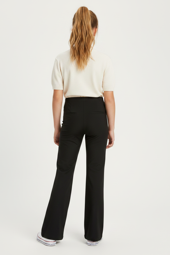 Pantalon Fluide Noir Ample Évasé Taille Haute Fille - Polyester - vue 2