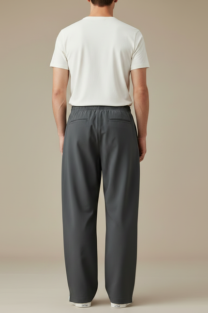 Pantalon Fluide Homme Gris Ample Décontracté - Polyester - vue 2