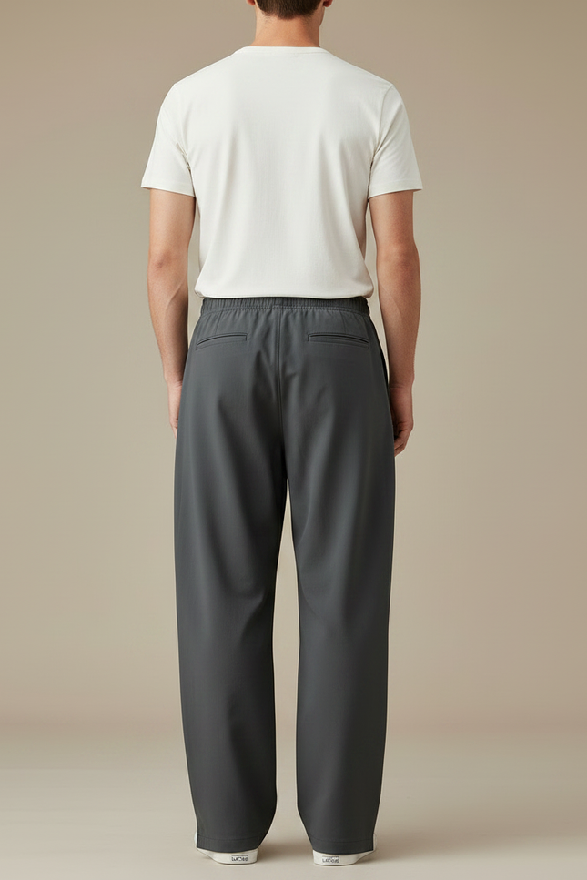 Pantalon Fluide Homme Gris Ample Décontracté - Polyester - vue 2