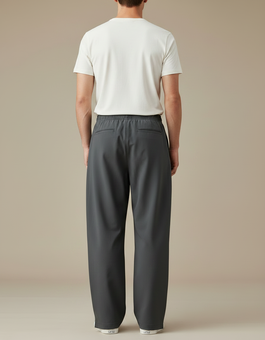 Pantalon Fluide Homme Gris Ample Décontracté - Polyester - vue 2