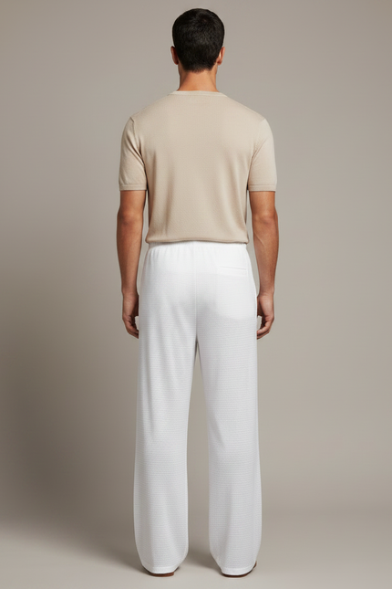 Pantalon Fluide Blanc Ample Maille Léger Homme - vue 2