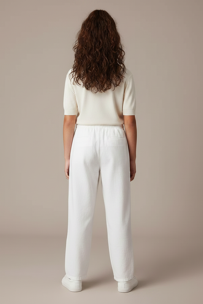 Pantalon Fluide Blanc Ample Coton Fille - vue 2