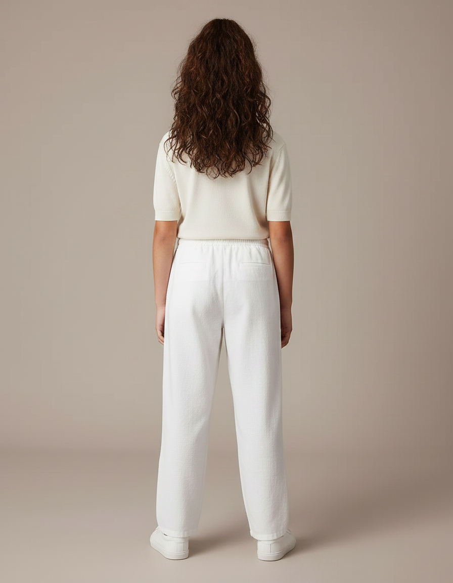 Pantalon Fluide Blanc Ample Coton Fille - vue 2