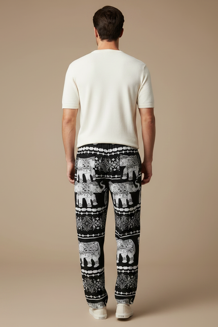 Pantalon Fluide Noir Ample Éléphant Thaïlandais Hippie - Viscose - vue 2