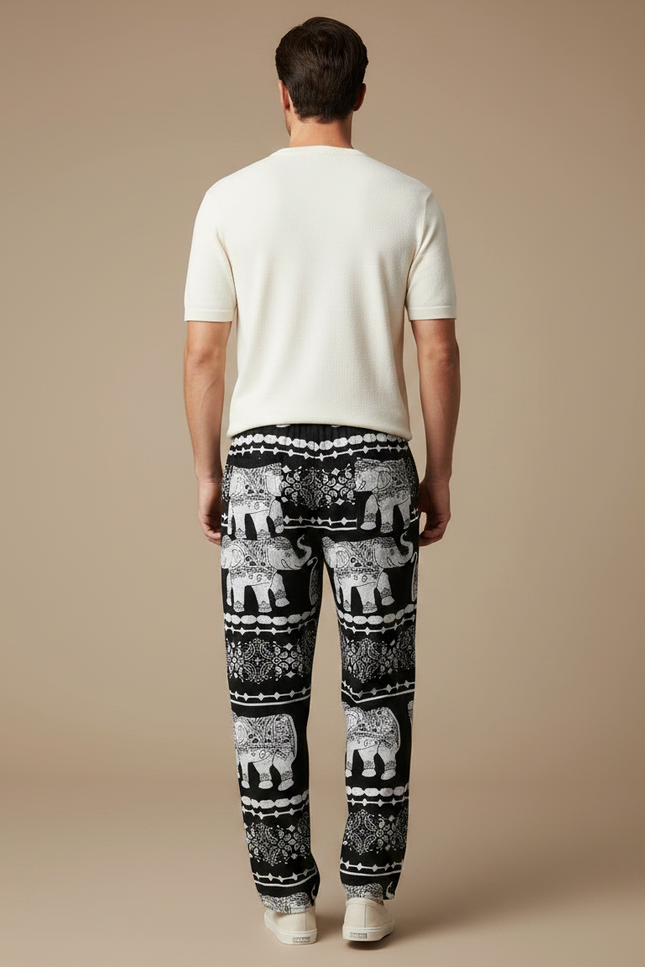 Pantalon Fluide Noir Ample Éléphant Thaïlandais Hippie - Viscose - vue 2