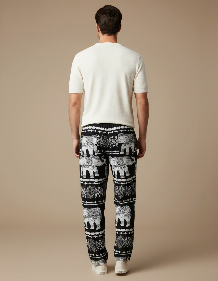 Pantalon Fluide Noir Ample Éléphant Thaïlandais Hippie - Viscose - vue 2