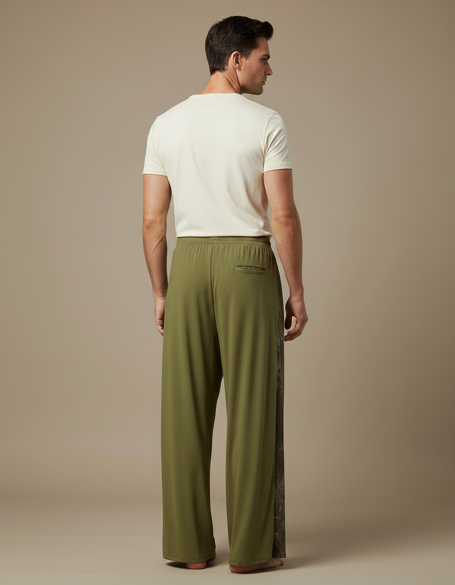 Pantalon Fluide Kaki Ample Décontracté Homme Imprimé - Maille - vue 2