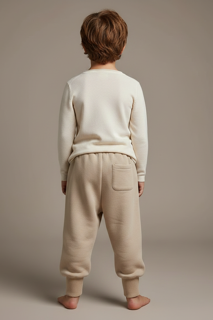 Pantalon Fluide Garçon Beige Coupe Ample Coton - Molleton - vue 2