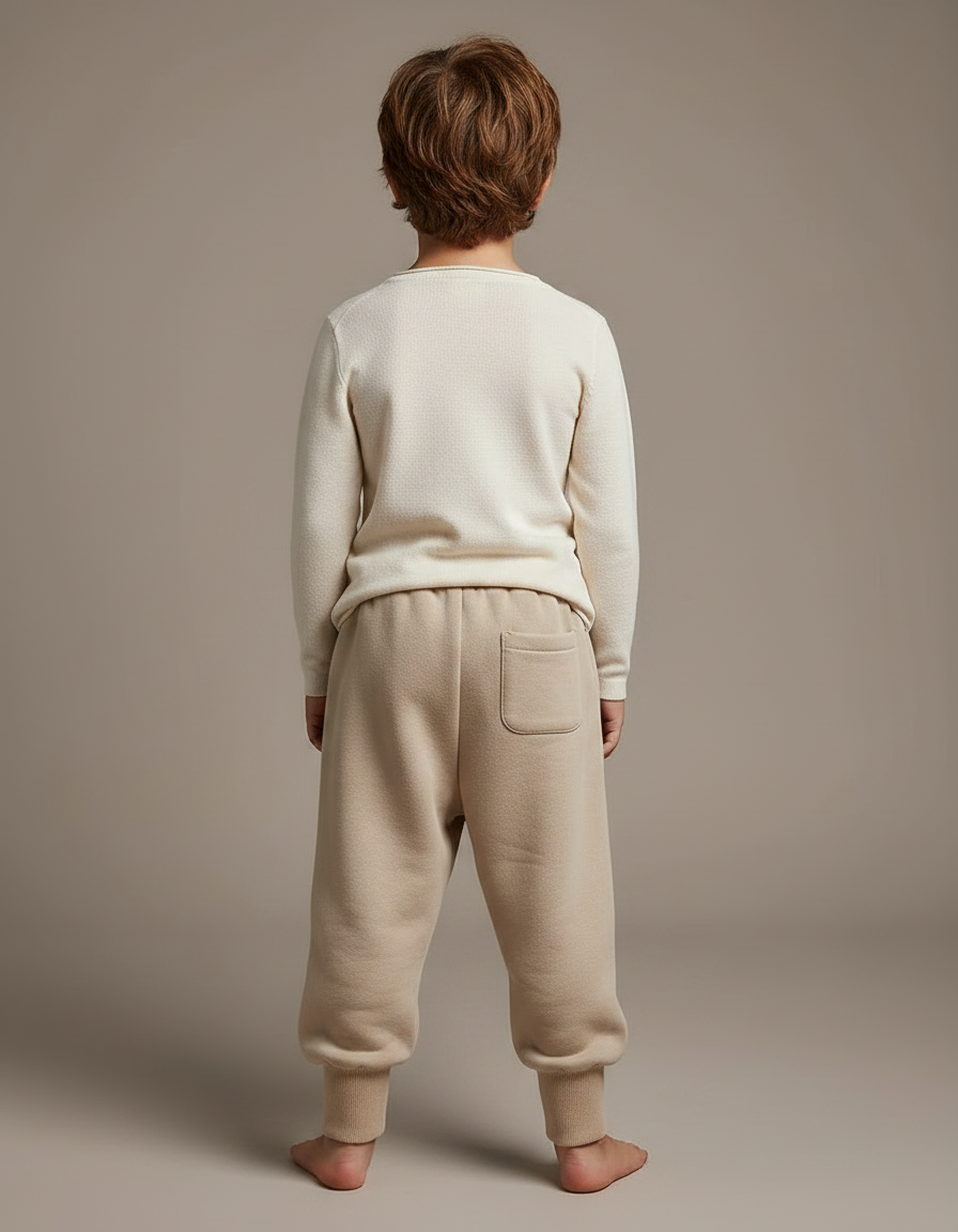 Pantalon Fluide Garçon Beige Coupe Ample Coton - Molleton - vue 2