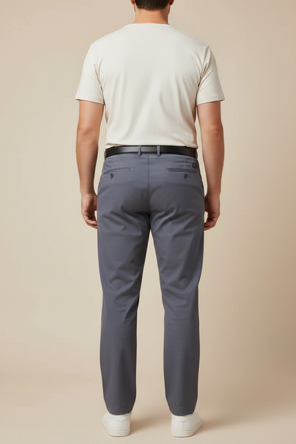 Pantalon Fluide Homme Gris Droit Extensible Décontracté - Polyester - vue 2