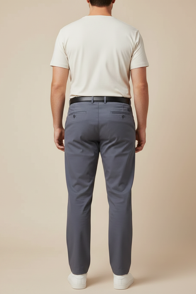 Pantalon Fluide Homme Gris Droit Extensible Décontracté - Polyester - vue 2