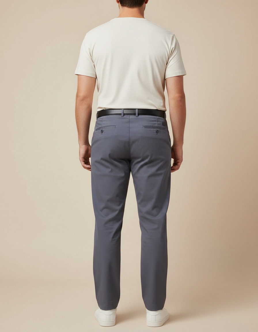 Pantalon Fluide Homme Gris Droit Extensible Décontracté - Polyester - vue 2