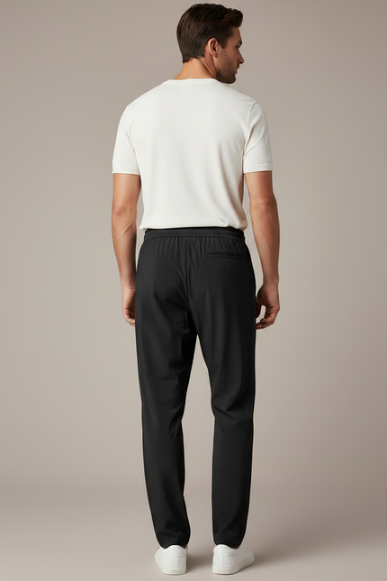 Pantalon Fluide Noir Sportif Léger Décontracté Homme - Polyester - vue 2
