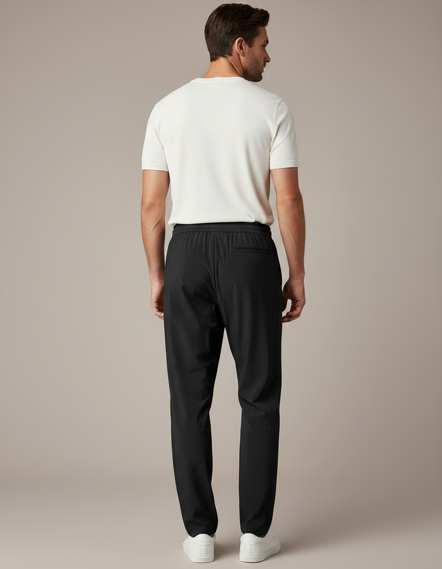 Pantalon Fluide Noir Sportif Léger Décontracté Homme - Polyester - vue 2