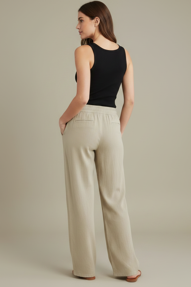 Pantalon Chino Fluide Femme - Kaki Lin - vue 2