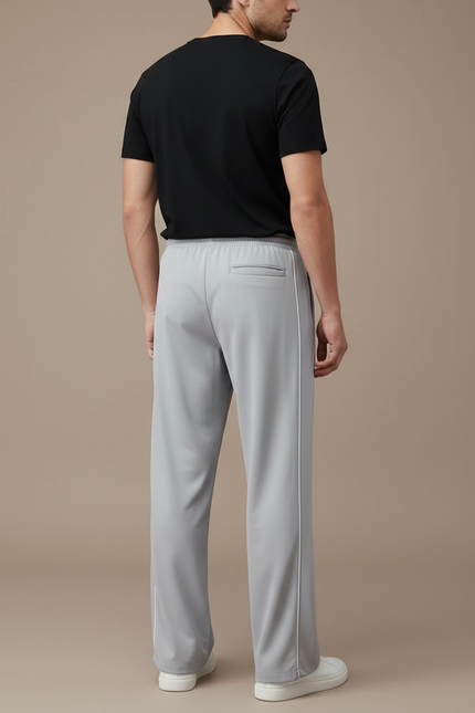 Pantalon Fluide Gris Droit Homme Décontracté Sport - Polyester - vue 2