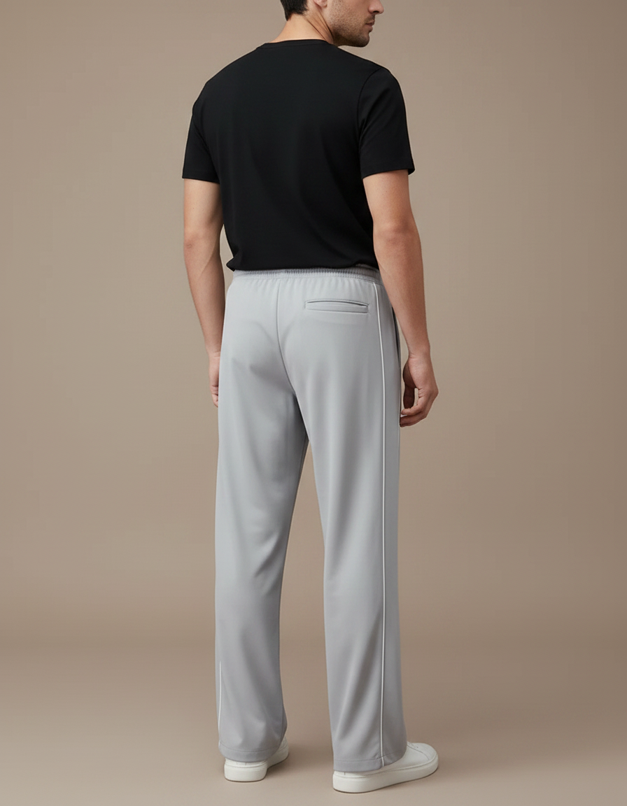 Pantalon Fluide Gris Droit Homme Décontracté Sport - Polyester - vue 2
