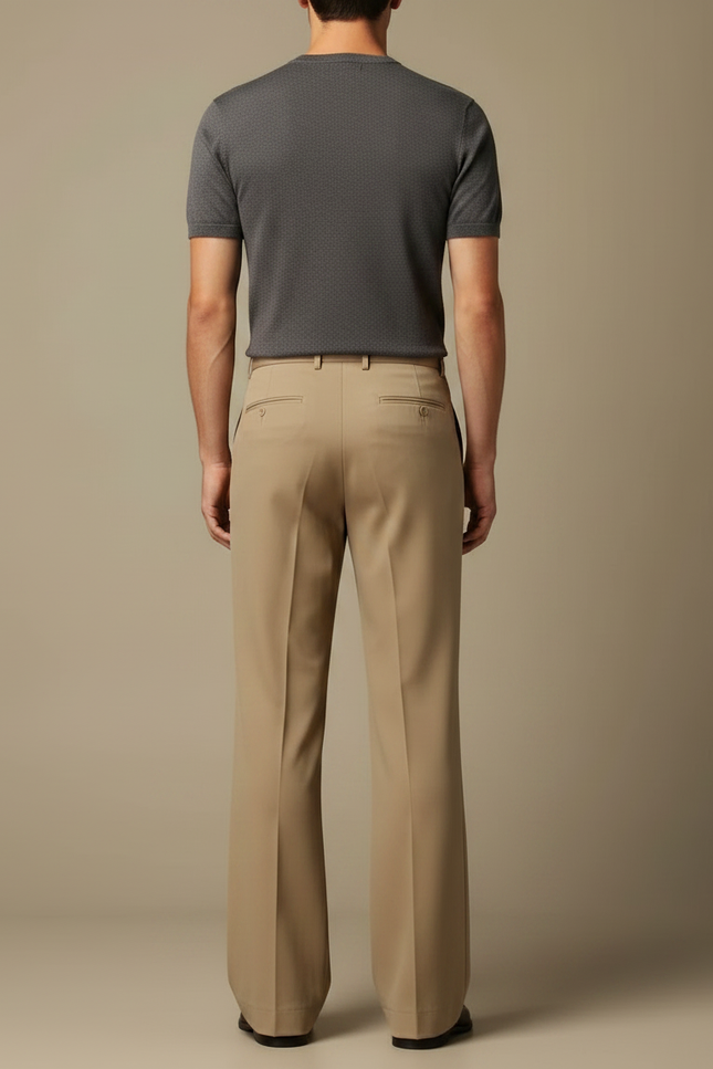 Pantalon Fluide Beige Large Élégant Homme Décontracté - Gabardine - vue 2