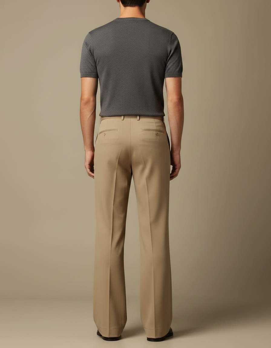 Pantalon Fluide Beige Large Élégant Homme Décontracté - Gabardine - vue 2
