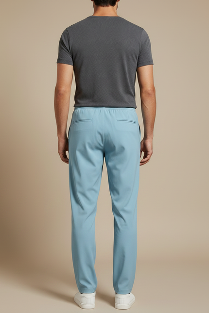 Pantalon Fluide Bleu Ciel Droit Décontracté Homme - Polyester - vue 2