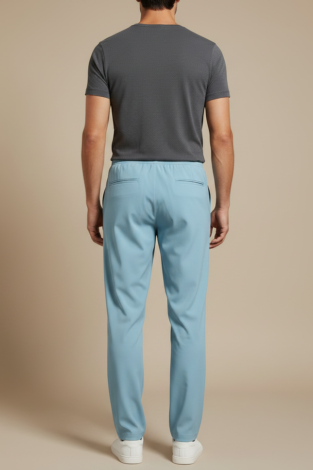 Pantalon Fluide Bleu Ciel Droit Décontracté Homme - Polyester - vue 2
